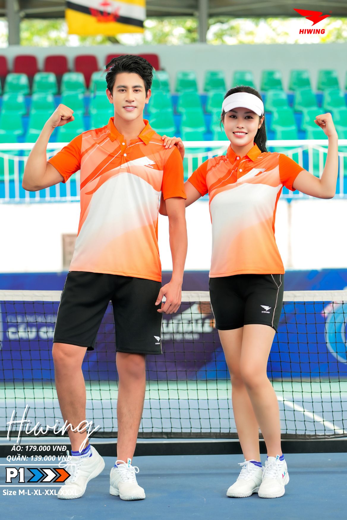 Áo cầu lông Pickleball tenis Nữ Hiwing P1 Màu cam